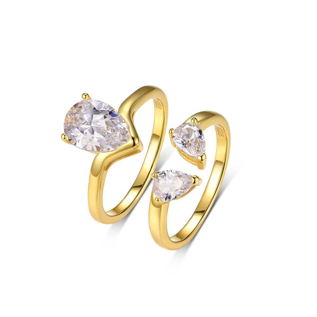 S925 Silver Set Ring Water Drop Shape Moissanite Main and Side Ring Set Independent Hot Sale Source Factory Wholesale