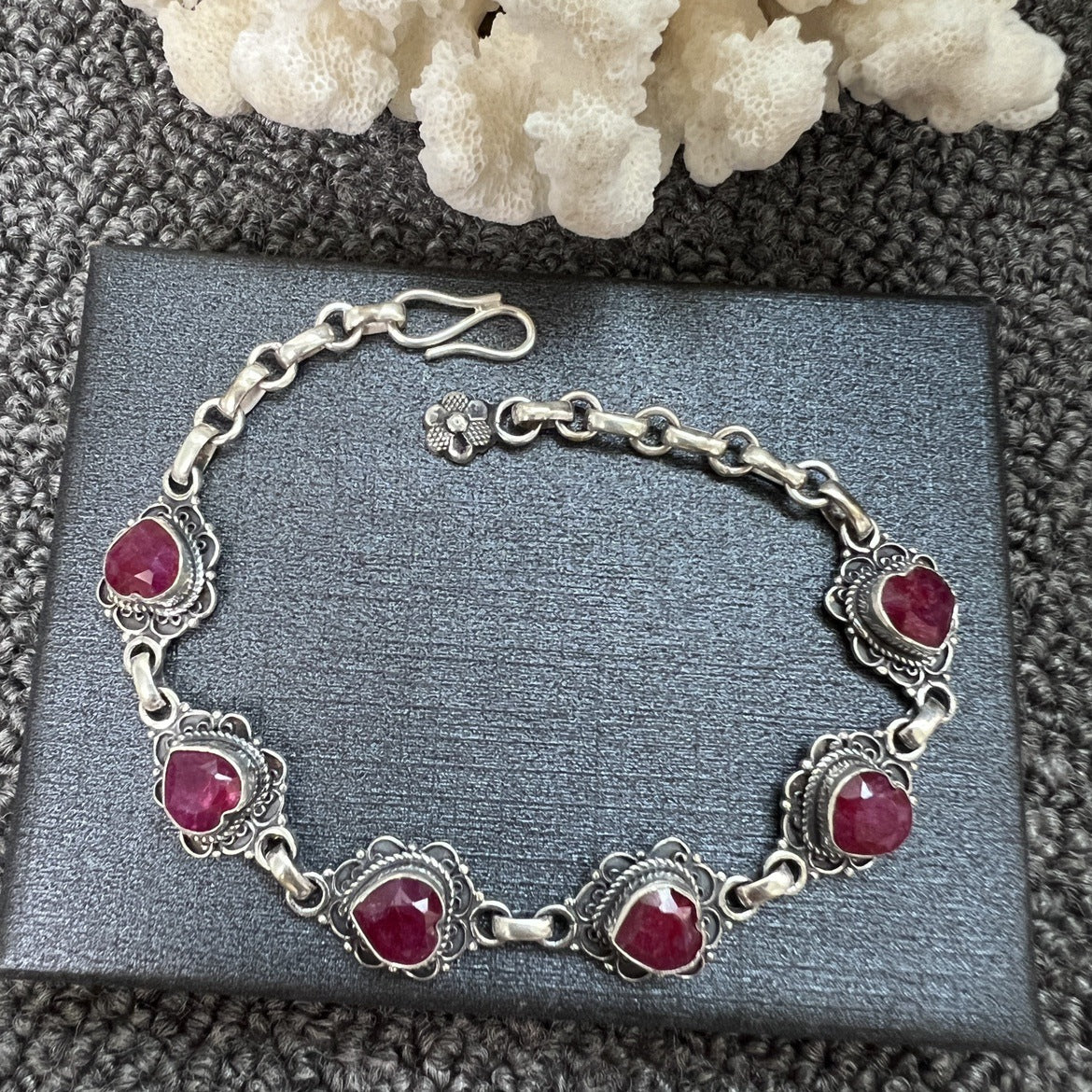 Nepal Handmade 925 Inlaid Yellow Crystal Ruby Amethyst Opal Stone Vintage Bracelet